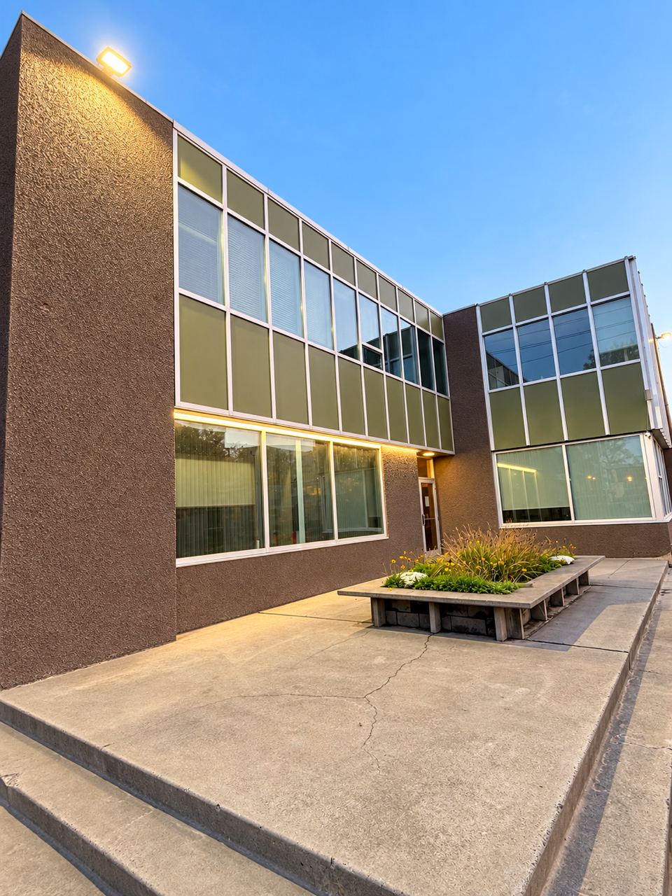 Glass curtain wall side of 300 Barnette Street